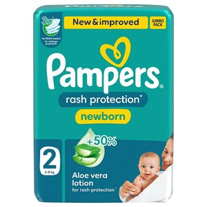 Pampers Rash Protection Newborn Baby Diapers With Aloe Vera Lotion Size 2