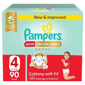 Pampers Ultimate Comfort Pants Diapers Size 4 9-14 Kg Mega Box 90 Pieces