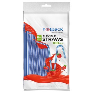 Hotpack Flexible Straw 6Mm 100 Pieces
