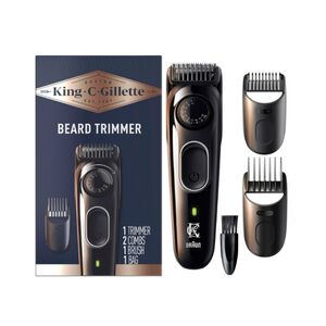 King C. Gillette Cordless Beard Trimmer For Men, Kit Includes 1 Trimmer, 3 Interchangeable Combs, 1 Cleaning Brush, 1 Charger, 1 Travel Bag, Blue