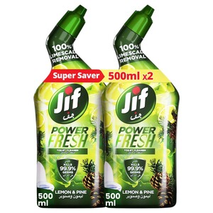 Jif Power Fresh Toilet Cleaner Lemon & Lime 500Ml X2