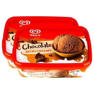 Wall's Ice Cream Tub Chocolate 1L X2