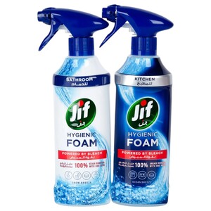 Jif Hygienic Foam Bathroom Spray 450Ml + Kitchen Spray 450Ml