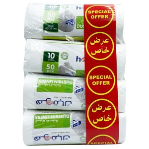 Hotpack Dustbin Liners 45 X 55Cm 10Gallon 50 Pieces X4
