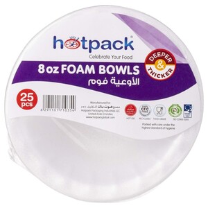 Hotpack Foam Bowl 8Oz 25 Pieces