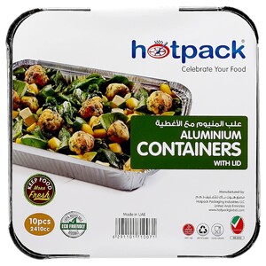 Hotpack Aluminum Container Silver With Lid 10 Pieces