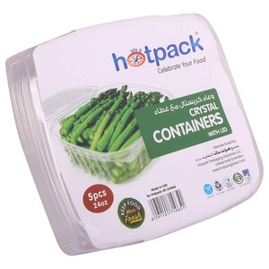 Hotpack Container Crystal Clear 24Oz 5 Pieces
