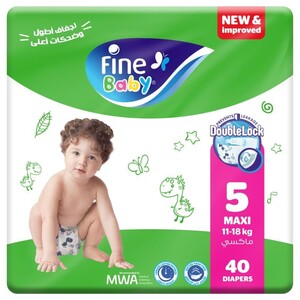 Fine Baby Diaper Double Lock Size 5 Maxi 40 Pieces
