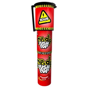Bazooka Flip-N-Dip Lollipop Sour Strawberry Push Pop 25G