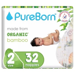 Pure Born New Born Baby Diapers Size 2 Singles 32 Pieces