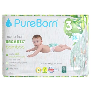 Pure Born New Born Baby Diapers Size 3 Singles 28 Pieces