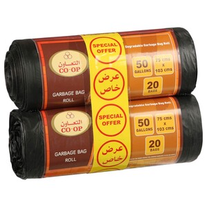 Co-Op Garbage Bag Roll Black 75 X 103Cm X2