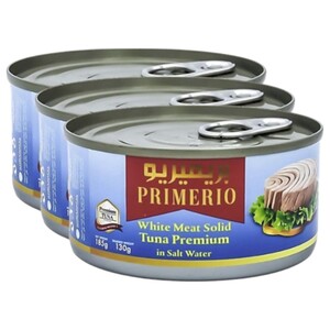 Primerio White Meat Solid Tuna Premium In Salt Water 185G X3