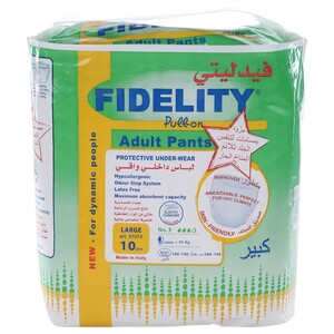 Fidelity Diapers Adult Pull On Large 10 Pieces