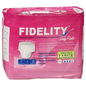 Fidelity Adult Diaper Lady Pants Large 10 Pieces