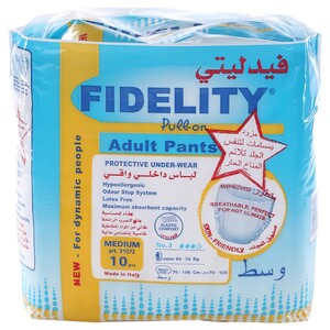 Fidelity Diapers Adult Pull On Medium 10 Pieces