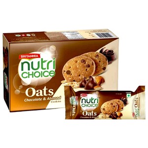Britannia Oats Cookies Chocolate & Almond 75G X6