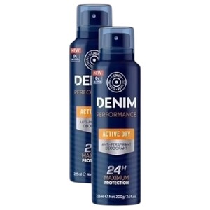 Denim Deodorant Spray Anti-Perspirant Active Dry 225Ml X2