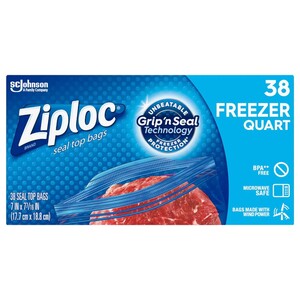 Ziploc Freezer Bags Quart 38 Pieces