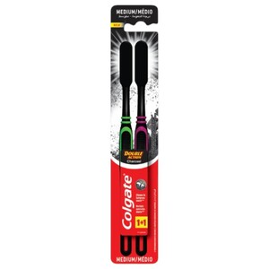 Colgate Toothbrush Double Action Charcoal Medium 2 Pieces