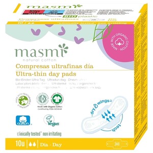 Masmi Ultra-Thin With Wings Biodegradable Individual Wrap 10 Pieces