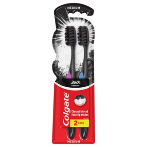Colgate Toothbrush 360 Charcoal Medium 2 Pieces