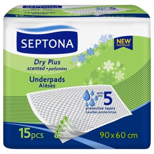 Septona Dry Plus Scented Underpads 90 X 60Cm 15 Pieces