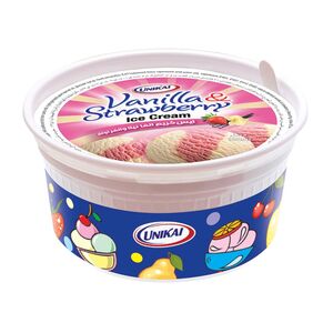 Unikai Vanilla Strawberry Cup Ice Cream 125 Ml