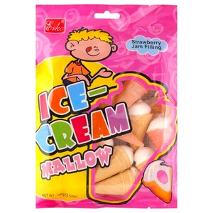 Erko Ice Cream Cone Mallow Strawberry Jam Filling 100G
