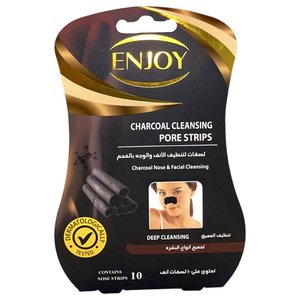 Enjoy Charcoal Cleansing Pore Strips Deep Blackhead Removal & Pore Tightening 10 Pieces