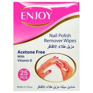 Enjoy Nail Polish Remover Wipes Quick & Easy Nail Cleanse 25 Sheets