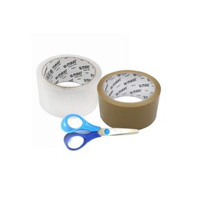 Maxi Packing Tape 50 Yad X 2 Clear & Brown + Scisor