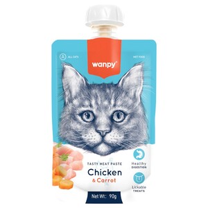 Wanpy Cat Food Tasty Meat Paste Chicken & Carrot 90G