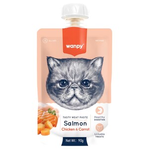 Wanpy Cat Food Tasty Meat Paste Salmon, Chicken & Carrot 90G