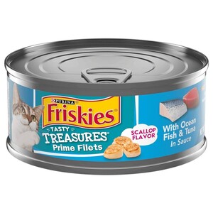 Friskies Cat Food Tasty Treasures Prime Filets With Ocean Fish & Tuna 5.5Oz