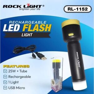 Rocklight Rechargeable Led Flashlight Torch Rl-1152 Black