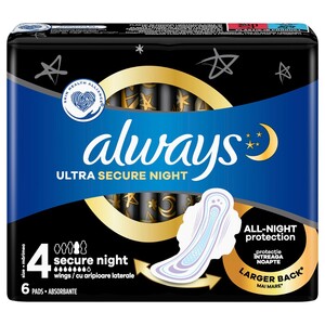Always Sanitary Napkins Ultra Secure Night 6 Pieces