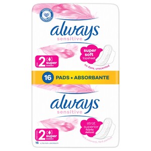Always Sanitary Napkins Sensitive Super Soft Long 16 Pieces