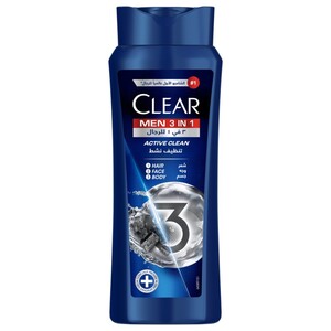 Clear Shampoo 3 In 1 Active Clean Men 600Ml