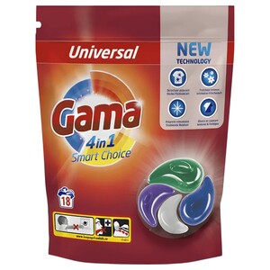 Gama Laundry Detergent 4 In 1 Universal Laundry 18 Pods 396G