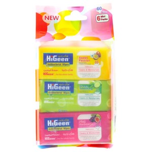 Higeen Antibacterial Wipes 6 Packs Assorted