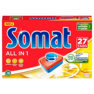 Somat Dishwasher Detergent All In 1 Tabs 27 Tabs 475.2G