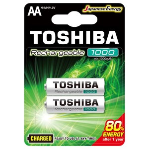 Toshiba Rechargeable 1000 Mah Aa Battery 2 Pieces