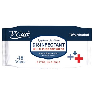 V Care Disinfectant Multi Purpose Wipes 48 Pieces
