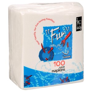 Fun White Napkins 1 Ply 100 Sheets