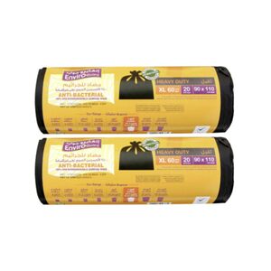 Enviro Guard Anti-Bacterial Garbage Bags Black Rolls 90 X 110 Cm 20 Pcs Pack Of 2