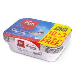 Fun Aluminium Containers With Lid 3500Cc 10 Pcs +3 Pcs Free