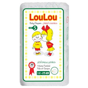 Loulou Baby Diapers Size 5 12-25Kg 30 Pieces