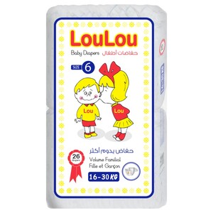 Loulou Baby Diapers Size 6 16-30Kg 26 Pieces