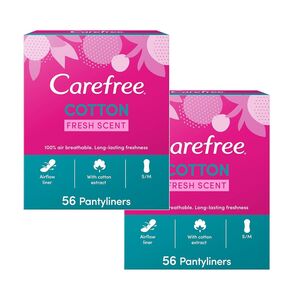 Carefree Daily Panty Liner Cotton Fresh 56'S 1+1 Offer
